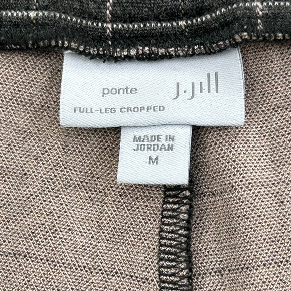 J. Jill Windowpane Ponte Full Leg Cropped Pant Flat Front Gray Women's M - Picture 2 of 4
